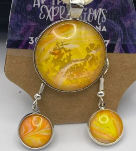 Acrylic skin necklace with matching dangle earrings